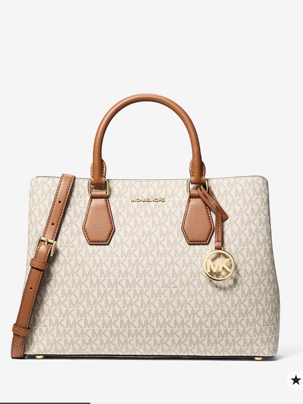 Michael Kors Camille Vanilla Acorn Logo Large Satchel